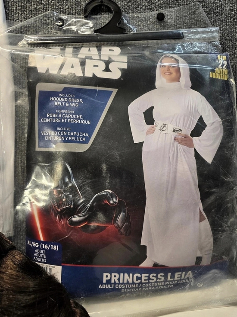 Star Wars Princess Leia Adult Costume XL 16/18 Dress Belt Wig Extra Buns